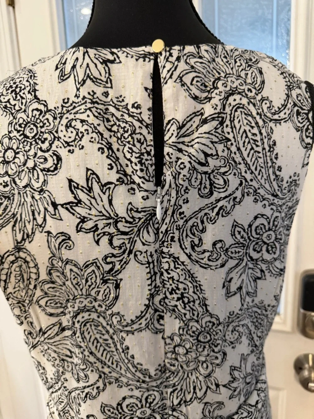 Talbots Black and White Paisley-Print Sleeveless Midi Dress - Picture 5 of 7